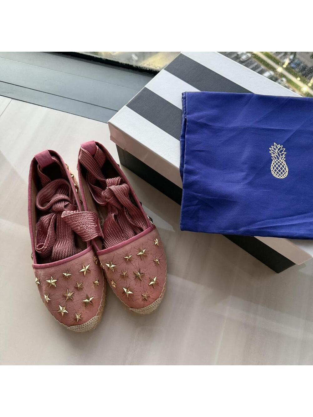Pink Aquazurra star-studded espadrilles
